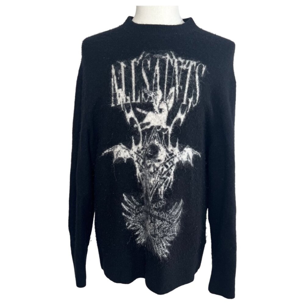 Allsaints Alpaca Wool Crewneck Logo Sweater